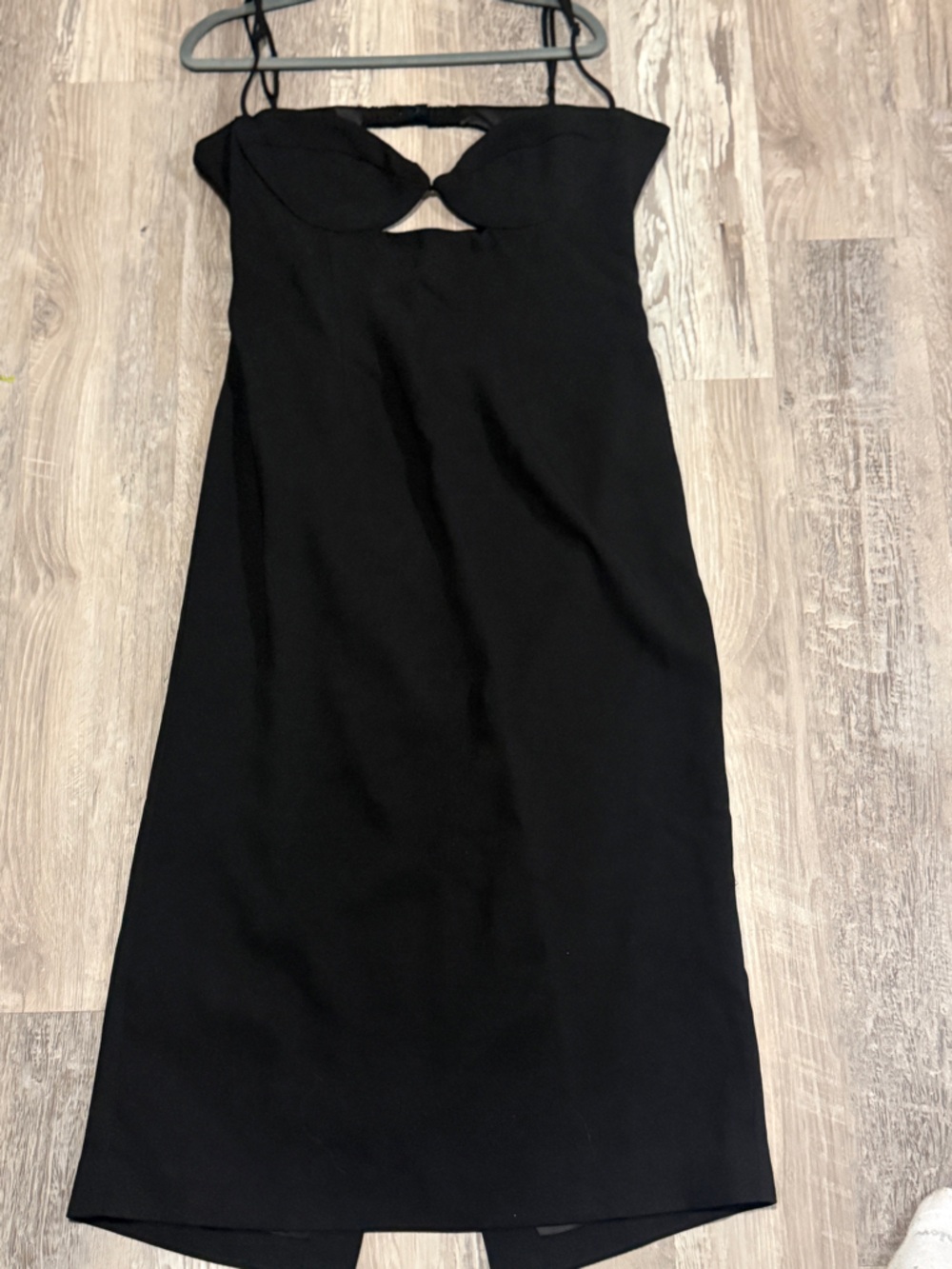 Bardot Black Cut Out Bust Spaghetti Strap Midi black party dress US 12